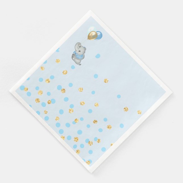 Blå Elefant Servett Baby Shower (Hörn)