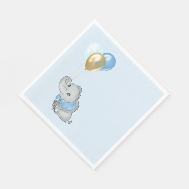 Blå Elefant Servett Babyfirande (Hörn)