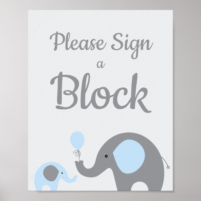 Blå elefant Skriv under en blockeringsskylt för ba Poster (Framsidan)