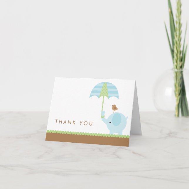 Blå elefant - tack kort (Framsida)