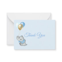 Blå Elefant Tacksägelsekort Babyshower