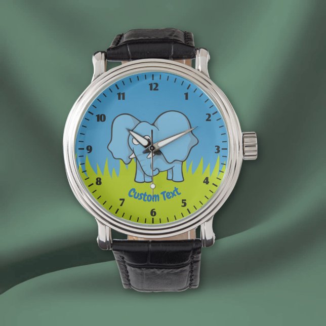 Blå elefant tecknad armbandsur (Skapare uppladdad)