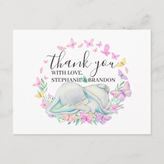 Blå elefantfjärilar - tack vykort (Framsida)