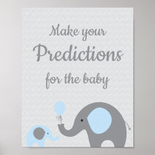 Blå elefantförutsägelser för Baby-tecken Poster