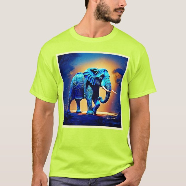 Blå elefantglöd t shirt (Framsida)