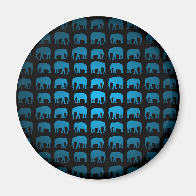 Blå Elefantmönster Magnet (Framsidan)