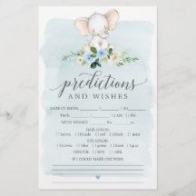 Blå elefantspel med Dubblan Sided Baby Shower Game