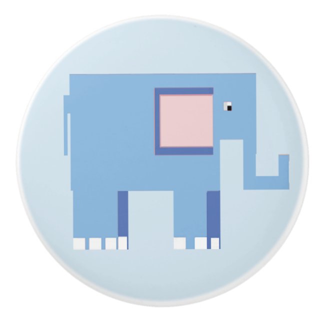 Blå elefantvänd höger knopp (Framsidan)