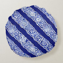 Blå Elegance Round Pillow