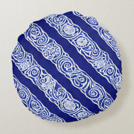 Blå Elegance Round Pillow Rund Kudde