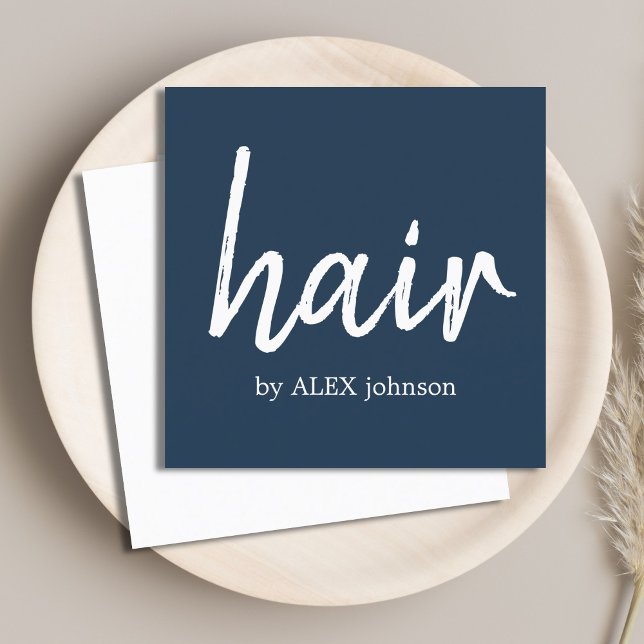 Blå Elegant, blå, vit hårslips, Stylist Fyrkantigt Visitkort (Skapare uppladdad)