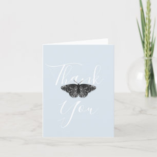 Blå elegant Black Glitter Butterfly Blue-Folket Tack Kort