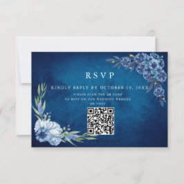 Blå elegant blomster sommarbröllop OSA kort