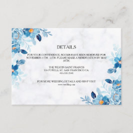 Blå elegant blomster sommarbröllop tilläggskort