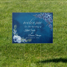 Blå elegant blomster sommarbröllop Välkommen