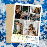 Blå Elegant Blue Lycklig Hanukkah-fotokollage Julkort<br><div class="desc">Blå Elegant Blue Lycklig Hanukkah-fotokollage</div>