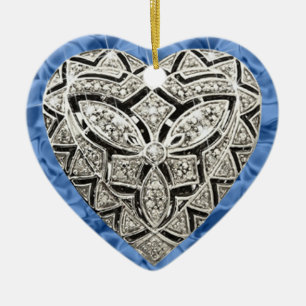 Blå Elegant Designer Heart Ornament