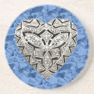 Blå Elegant Designer Heart Underlägg Sandsten