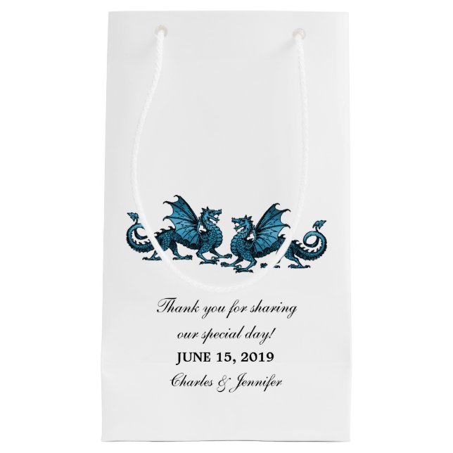 Blå Elegant Dragons Bröllop Gift Bag (Framsidan)