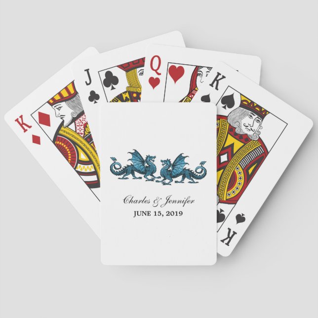 Blå Elegant Dragons uppspelningskort Spel Kort (Baksidan)