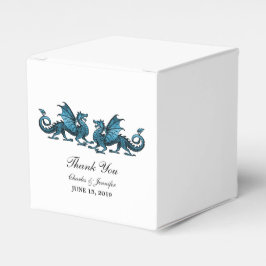 Blå Elegant Dragons Wedding Favor Boxes Presentaskar