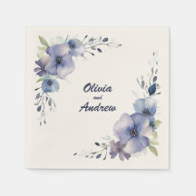 Blå Elegant Flowers: Personlig Bröllop Napkins