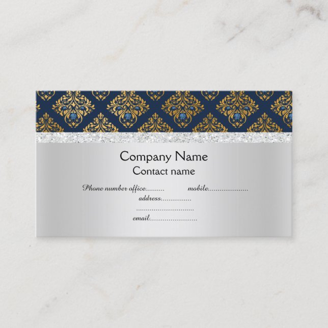 Blå elegant, halvljusaffär visitkort (Framsida)