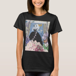 Blå elegant kvinna blomklänning elegant t shirt