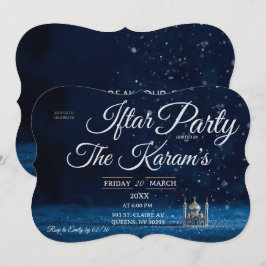 Blå Elegant Moské Ramadan Iftar-fest Inbjudningar