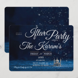 Blå Elegant Moské Ramadan Iftar-fest Inbjudningar