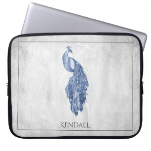 Blå Elegant Peacock Personlig Laptop sleeve