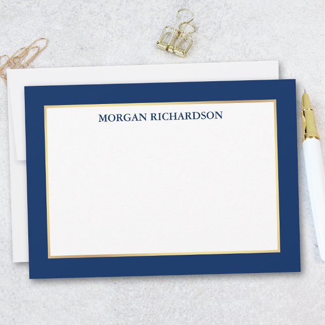 Blå elegant Ram - välj Storlekt - Anteckningskort (Customize to change text color, add more text or to change color of back of card.)