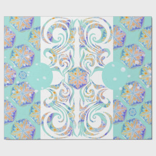 Blå Elegant Snowflake Snowstorm mönster Presentpapper
