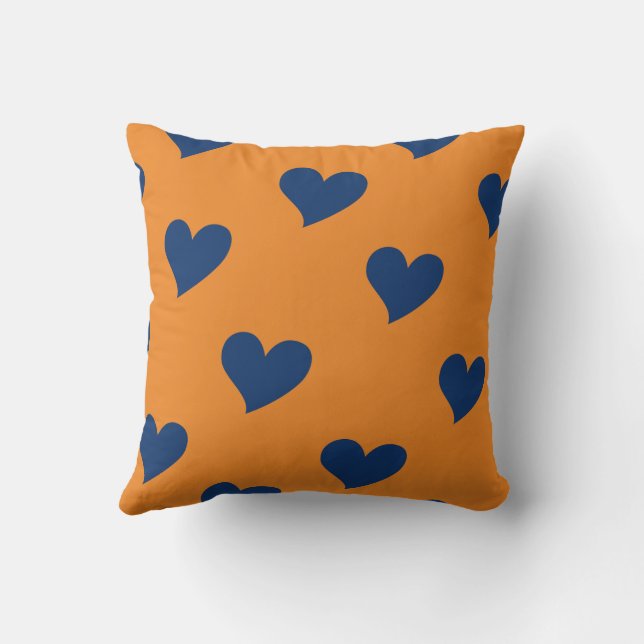 Blå Elegant Söt Mysig Modern Romantisk Chic Hjärta Kudde (Baksida)