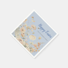 Blå Eleganten Vår blommor Glad påsk Pappersservett