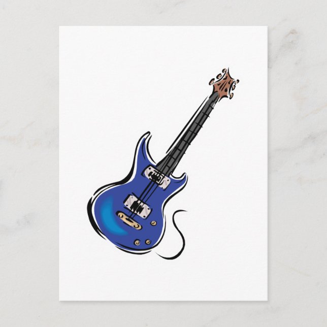 blå elektrisk gitarr vykort (Framsida)