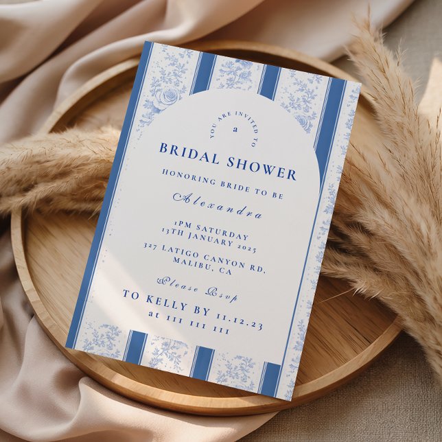 Blå Elfenbens Trädgård Blommig Bröllopsdusch Inbjudningar (Skapare uppladdad)