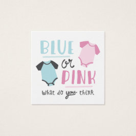 Blå eller Rosa Baby Gender Reveal Party Fyrkantigt Visitkort