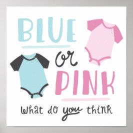 Blå eller Rosa Baby Gender Reveal Party Poster