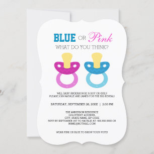 Blå eller Rosa Baby Nappar Gender Reveal Party Inbjudningar