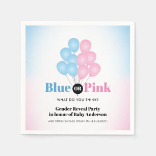 Blå eller Rosa Balloons Gender Reveal Party Pappersservett