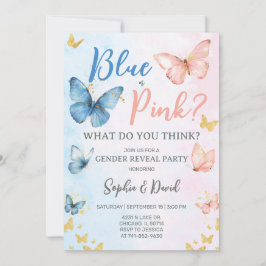 Blå eller Rosa Gender Reveal Party Inbjudningar