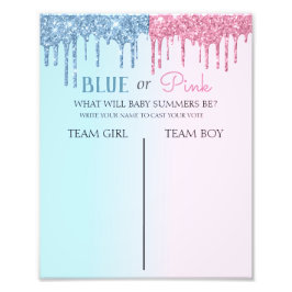 Blå eller Rosa Glitter Se Genderna Visa röstning Fototryck