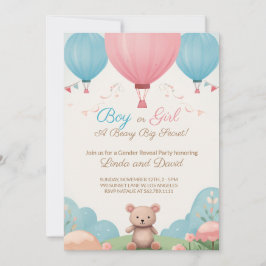 Blå eller Rosa Nalle Gender Reveal Party Inbjudningar