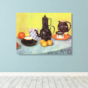 Blå emaljerad kaffekanna av Vincent van Gogh Canvastryck