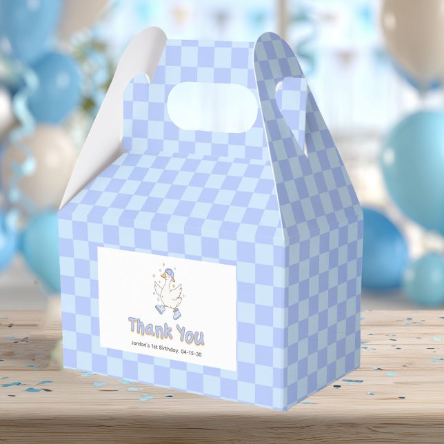 Blå En Dum Goose - Pojke Första Födelsedag Presentaskar (Blue One Silly Goose. Girl First Birthday Favor boxes.)