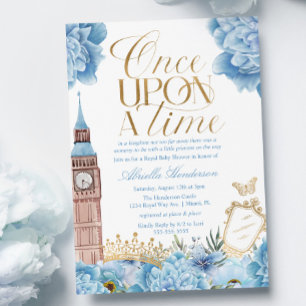 Blå En gång för alla prinsessa baby shower inbjuda Inbjudningar