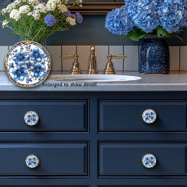 Blå Enamel Flowers Guld Vines & Sapphires Knopp