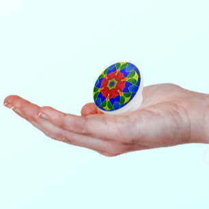 Blå Enamel och rödblomma i art nouveau Stil Knopp