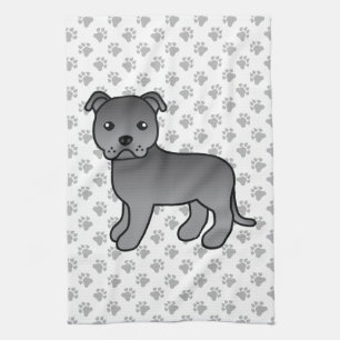 Blå engelsk staffordshire bullterrier hund kökshandduk